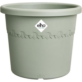 Elho Algarve Cilindro 48cm Thyme Green Recycled Plastic Plant Pot with Wheels