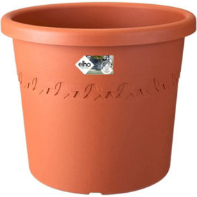 Elho Algarve Cilindro 58cm Plastic Plant Pot with Wheels in Terra