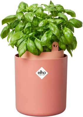 Elho Bouncy Basil Self Watering Herb Planter Recycled Plastic Pot Toffee Terracotta