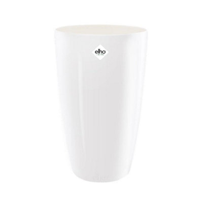 Elho Brussels Diamond Round High 27cm White Recycled Plastic Plant Pot