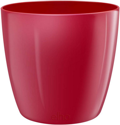 Elho Brussels Diamond Round Lovely Red 30cm Recycled Plastic Plant Pot