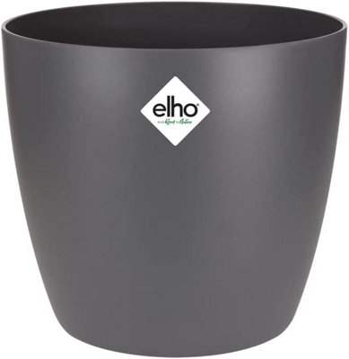 Elho Brussels Round 22cm Plastic Plant Pot in Anthracite