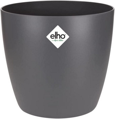 Elho Brussels Round 30cm Plastic Plant Pot in Anthracite