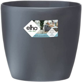 Elho Brussels Round 35cm Plastic Plant Pot with Wheels in Anthracite