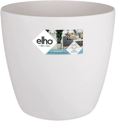 Elho Brussels Round 35cm Plastic Plant Pot with Wheels in White
