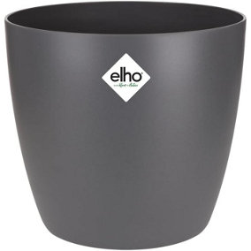 Elho Brussels Round Recylced Plastic 14cm Anthracite Plant Pot