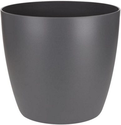 Elho Brussels Round Recylced Plastic 14cm Anthracite Plant Pot