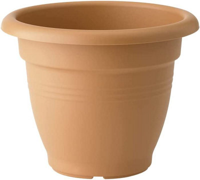 Elho Green Basics Campana 35cm Plastic Plant Pot in Mild Terra