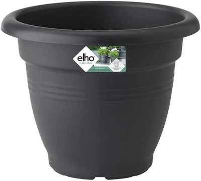 Elho Green Basics Campana 50cm Plastic Plant Pot in Living Black