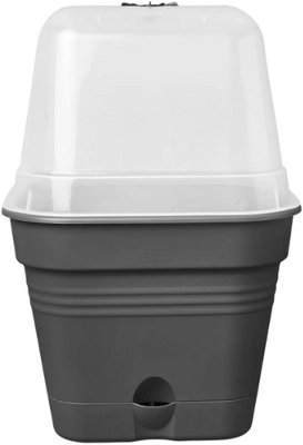 Elho Green Basics Square All  in 1 Recycled Plastic Growpot 30cm Living Black