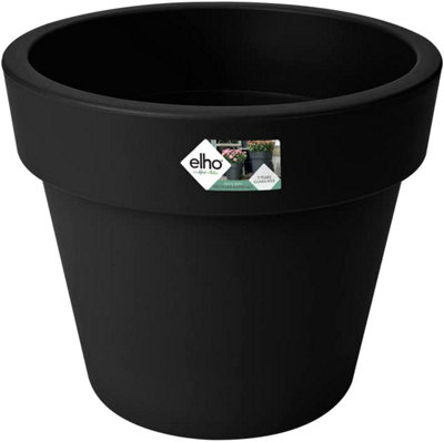 Elho Green Basics Top Planter 23cm Plastic Plant Pot in Living Black