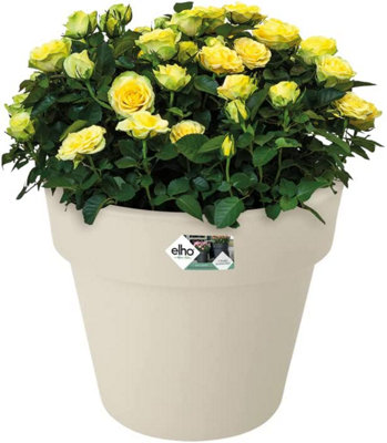 Elho Green Basics Top Planter 40cm Plastic Plant Pot in Cotton White