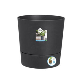 Elho Greensense Aqua Care Round 30cm Plastic Plant Pot in Charcoal Grey
