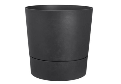 Elho Greensense Aqua Care Round 35cm Plastic Plant Pot in Charcoal Grey