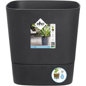 Elho Greensense Aqua Care Square 38cm Plastic Plant Pot in Charcoal Grey