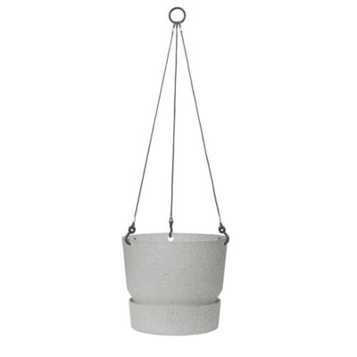 Elho Greenville Hanging Basket 24cm Living Concrete Recycled Plastic Plant Pot