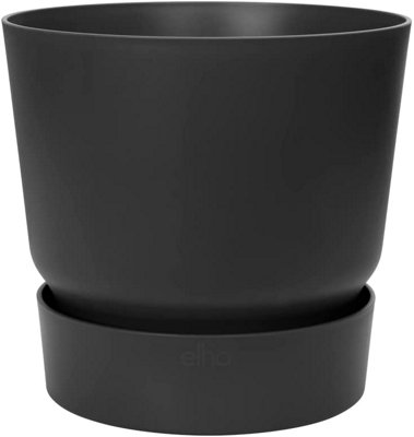Elho Greenville Round 25cm Plastic Plant Pot in Living Black