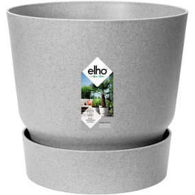 Elho Greenville Round 25cm Plastic Plant Pot in Living Concrete