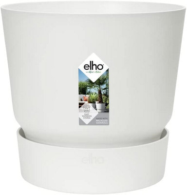 Elho Greenville Round 30cm Plastic Plant Pot in White