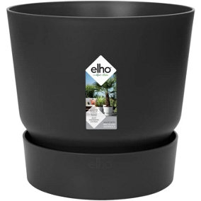 Elho Greenville Round 40cm Plastic Plant Pot in Living Black