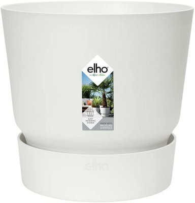 Elho Greenville Round 40cm Plastic Plant Pot in White