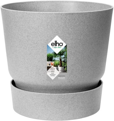 Elho Greenville Round 47cm Plastic Plant Pot in Living Concrete