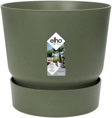 Elho Greenville Round Leaf Green 25cm Recycled Plastic Plant Pot