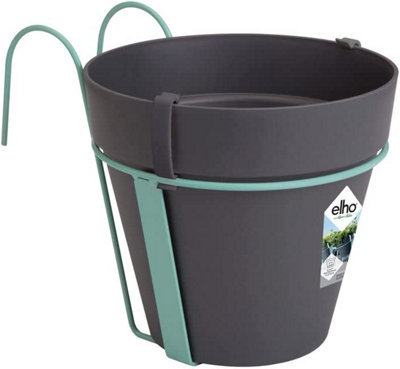 Elho Loft Urban Balcony Potholder with 27cm Plastic Plant Pot in Anthracite