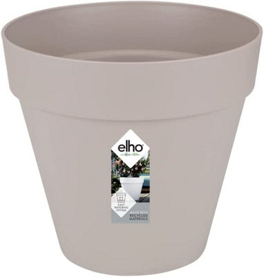 Elho Loft Urban Round 25cm Plastic Plant Pot in Warm Grey