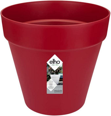 Elho Loft Urban Round 30cm Plastic Plant Pot in Cranberry Red