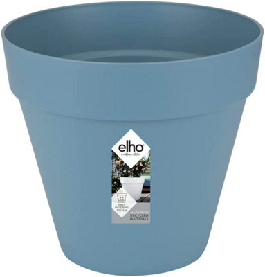 ga sightseeing Gedeeltelijk Beschikbaar Elho Loft Urban Round 50cm Plastic Plant Pot in Vintage Blue | DIY at B&Q