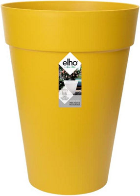 Elho Loft Urban Round High 28cm Plastic Plant Pot Ochre | DIY B&Q