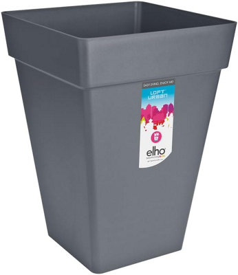elho Loft Urban Square High 30 - Flower Pot for Outdoor - 100% Recycled Plastic - 29.3 x H 41.3 cm - Anthracite