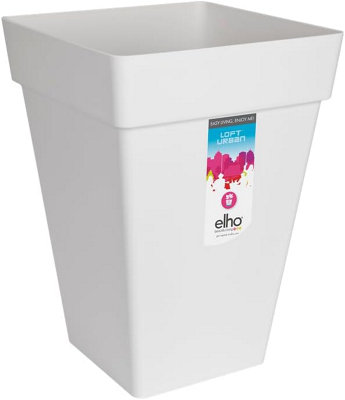 elho Loft Urban Square High 30 - Flower Pot for Outdoor - 100% Recycled Plastic - 29.3 x H 41.3 cm - White