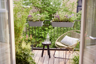 Elho Noa Recycled Plastic XL Balcony Trough Warm Grey - 4