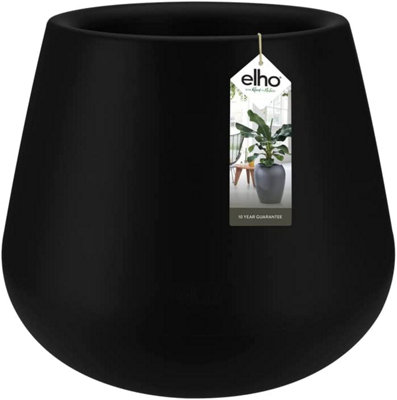 Elho Pure Cone 45cm Plastic Plant Pot in Black
