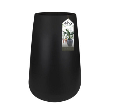 Elho Pure Cone High 45cm Plastic Plant Pot in Black