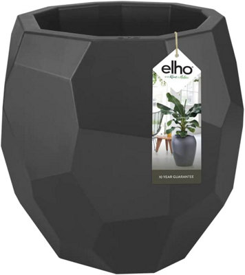 Elho Pure Edge 40cm Plastic Plant Pot in Anthracite