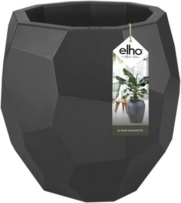 Elho Pure Edge 47cm Plastic Plant Pot in Anthracite | DIY at B&Q