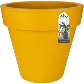 Elho Pure Round 40cm Plastic Plant Pot in Ochre