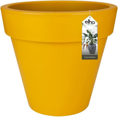 Elho Pure Round 50cm Plastic Plant Pot in Ochre