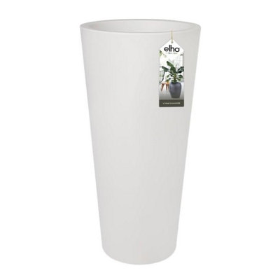 Elho Pure Straight Round High 40cm White Recycled Plastic Plant Pot