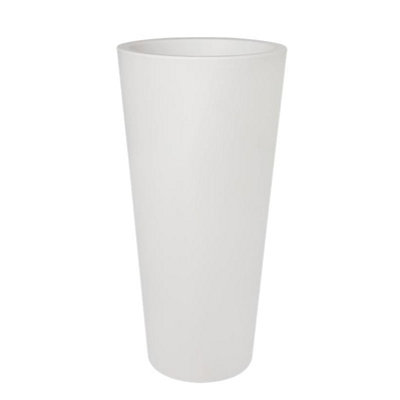 Elho Pure Straight Round High 40cm White Recycled Plastic Plant Pot