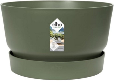 Elho Recycled Plastic Greenville Bowl 33cm Leaf Green Plant Pot