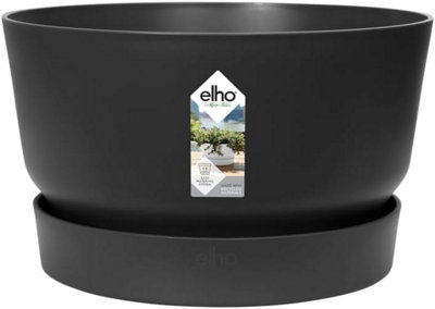 Elho Recycled Plastic Greenville Bowl 33cm Living Black Plant Pot