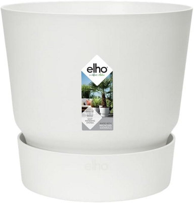 Elho Recycled Plastic Greenville Round 14cm White Plant Pot