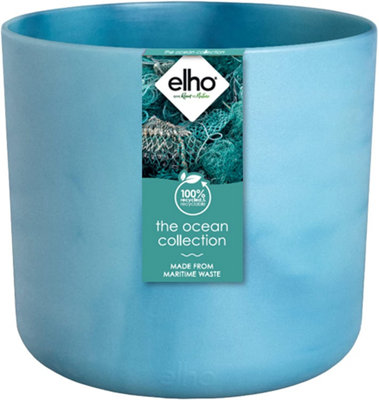 Elho The Ocean Collection 14cm Round Plastic Plant Pot in Atlantic Blue