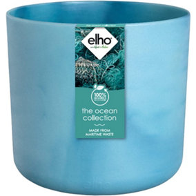 Elho The Ocean Collection 14cm Round Plastic Plant Pot in Atlantic Blue
