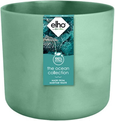 Elho The Ocean Collection 14cm Round Plastic Plant Pot in Pacific Green