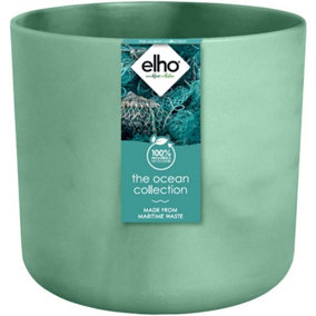 Elho The Ocean Collection 16cm Round Plastic Plant Pot in Pacific Green